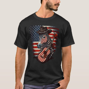 T-shirt Guitare Américaine Zèbre Comté USA Musique