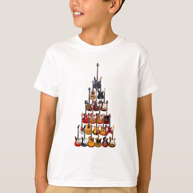T-shirt Guitare Arbre de Noël Musique Rock Light (Devant)