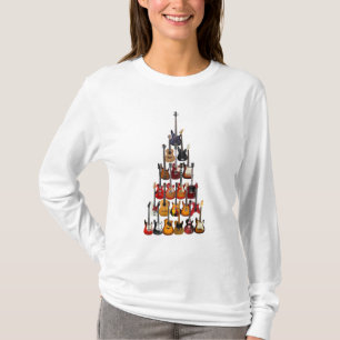 T-shirt Guitare Arbre de Noël Musique Rock Light