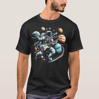 T-shirt Guitare Astronaute Astronome Planètes Univers Exté