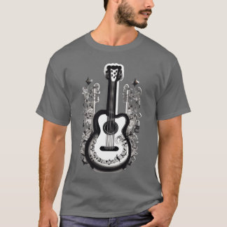 T-shirt Guitare avec notes musicales pour ceux qui aiment 