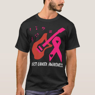 T-shirt Guitare Avec Ruban Rose Sensibilisation au cancer