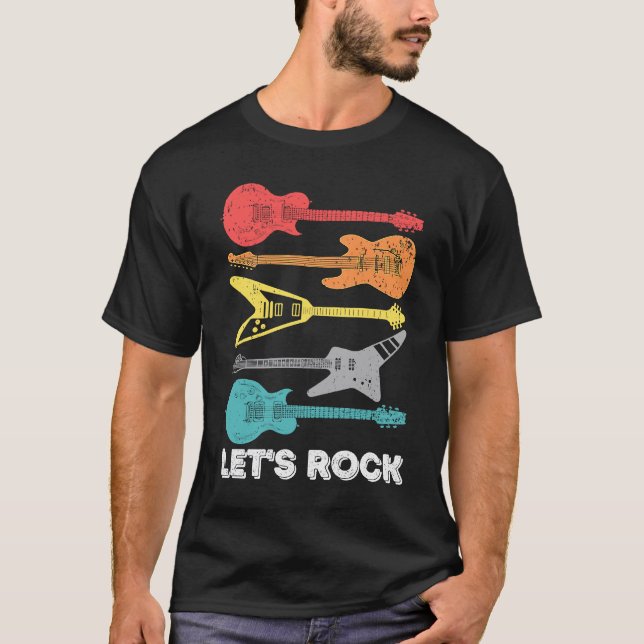 T-shirt Guitare Basse Classique Let's Rock Faisons Du Rock (Devant)