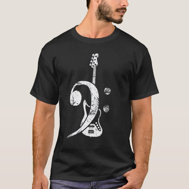 T-shirt Guitare basse en clé de fa (Devant)