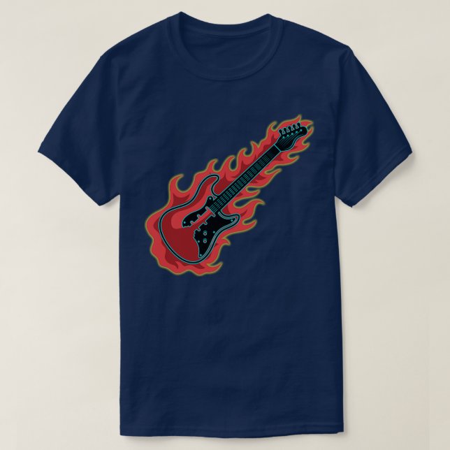 T-shirt Guitare basse flamme (Design devant)