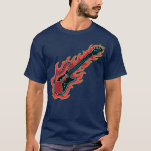 T-shirt Guitare basse flamme