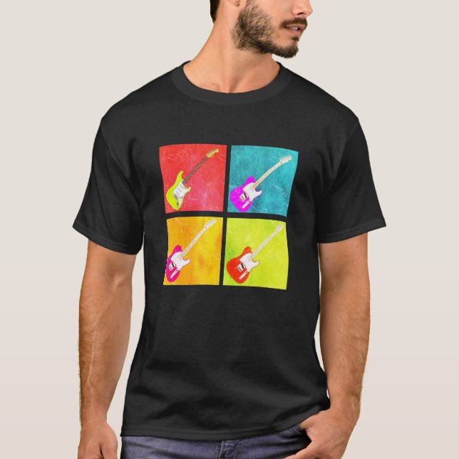 T-shirt Guitare Branchée Rétro Groovy (Devant)