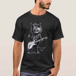 T-shirt Guitare Chat Rock Chat Jouer Guitar Rock chaton