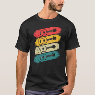 T-shirt Guitare Classique Rétro Colorée Guitare Vintage An