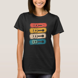 T-shirt Guitare Classique Rétro Colorée Guitare Vintage An