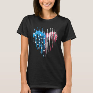T-shirt Guitare Cœur Drapeau Américain 4 Juillet