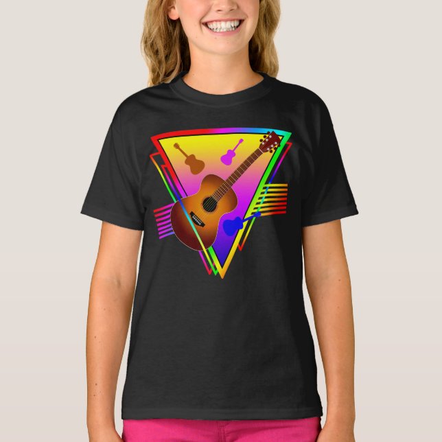 T-shirt Guitare Colorée Rétro (Devant)