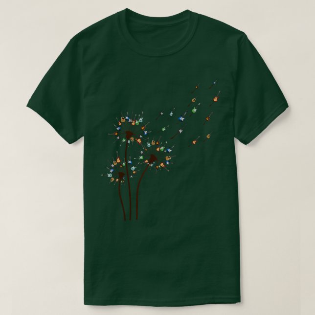 T-shirt Guitare Dandelion Aime Musique Guitariste Dandelio (Design devant)