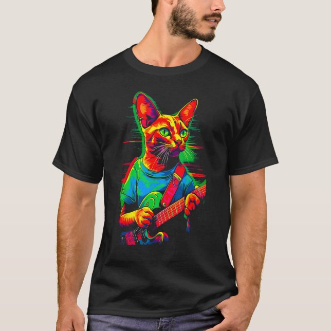 T-shirt Guitare de chat abyssin (Devant)