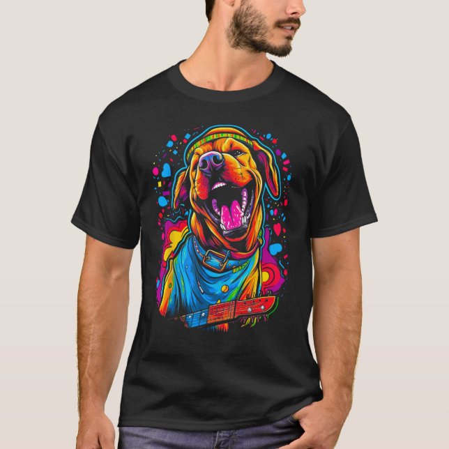 T-shirt Guitare de chien de boxe (Devant)