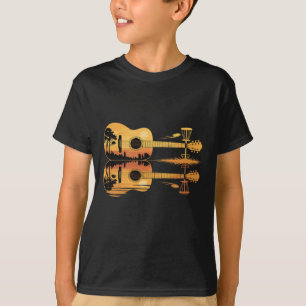 T-shirt Guitare de golf à disque Coucher de soleil Nature