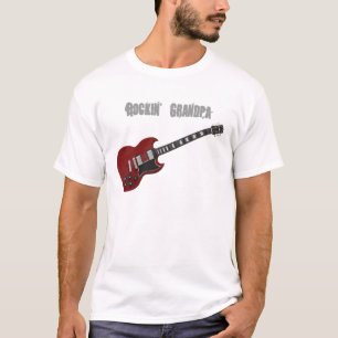 T-shirt Guitare de grand-papa de Rockin, rouge et noire