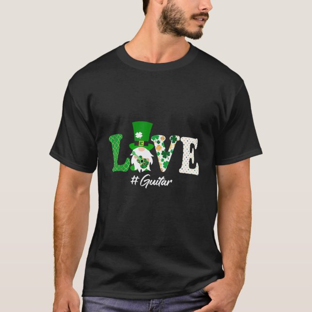 T-shirt Guitare de jour de la Saint-Patrick Gnomes mignons (Devant)