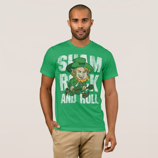T-shirt Guitare de lutin de shamrock et de petit pain (Devant entier)