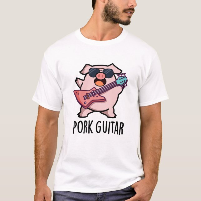 T-shirt Guitare de porc Funny Rock Guitare Pig Pun (Devant)