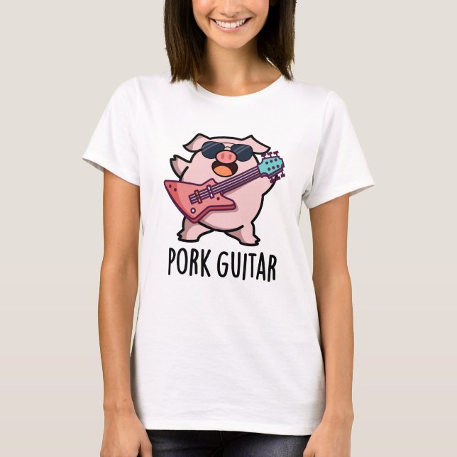 T-shirt Guitare de porc Funny Rock Guitare Pig Pun (Devant)