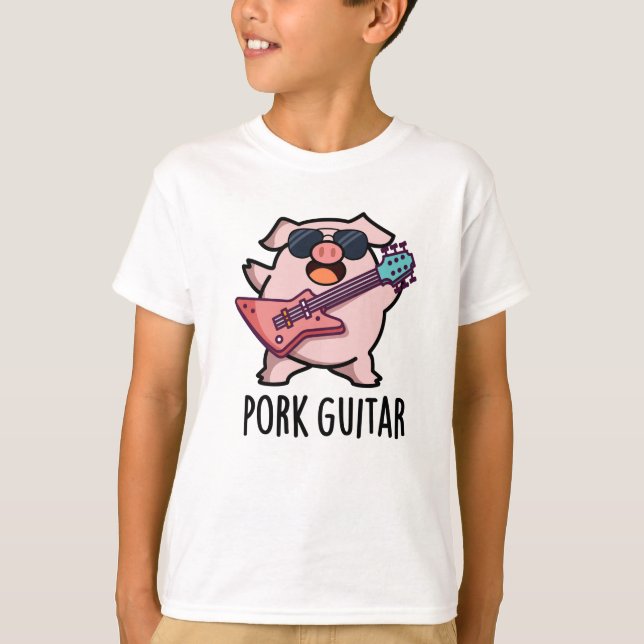 T-shirt Guitare de porc Funny Rock Guitare Pig Pun (Devant)