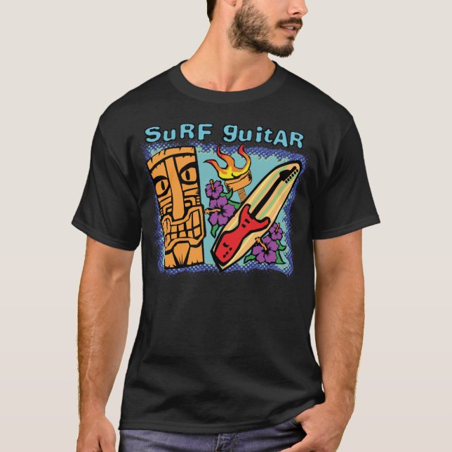 T-shirt Guitare de surf : Tiki w/Torch et ketmie (Devant)