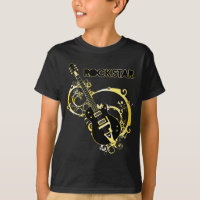 Guitare de vedette du rock - noir et or