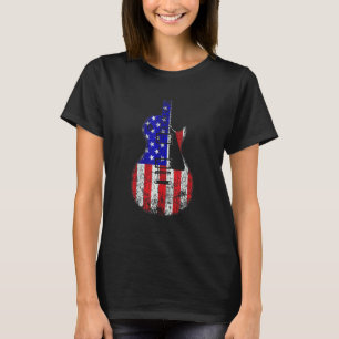 T-shirt Guitare Drapeau Américain 4 Juillet Fierté Guitari