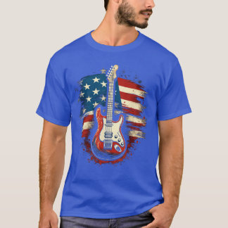 T-shirt Guitare Drapeau Américain USA Musique Country 4 ju