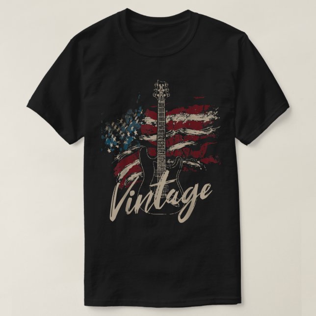 T-shirt Guitare du drapeau américain Retro 4 juillet Guita (Design devant)