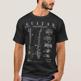 T-shirt Guitare électrique Brevet Vintage Dessin guitarist