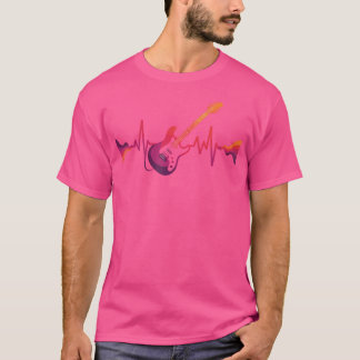 T-shirt Guitare électrique colorée Battement de cœur Minim