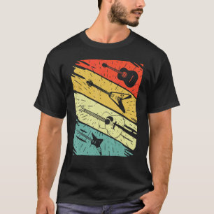 T-shirt Guitare électrique de coucher de soleil rétro vint