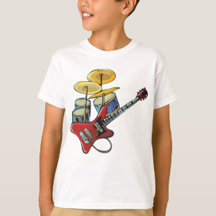 T-shirt Guitare Électrique Et Fûts