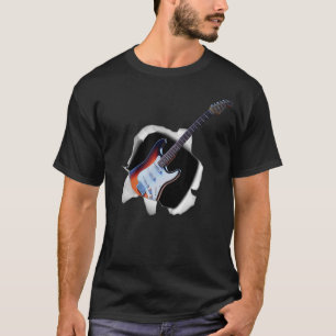 T-shirt Guitare Électrique Et Papier Peint Guitariste Homm