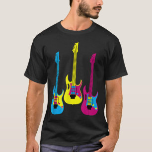 T-shirt Guitare électrique graphique multicolore rétro CMY