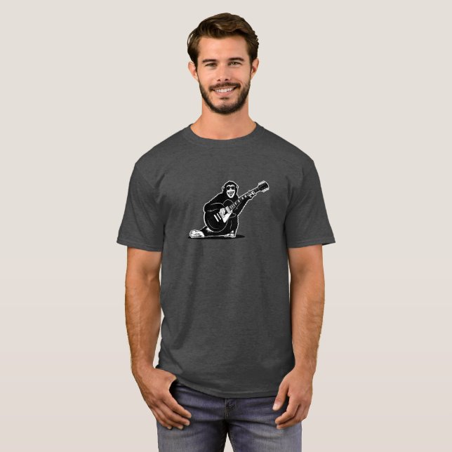 T-shirt Guitare électrique jouant le singe (Devant entier)