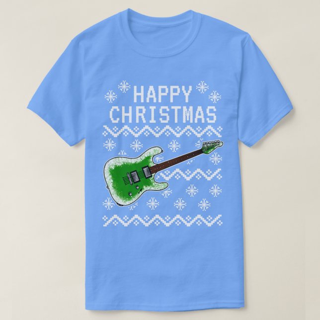 T-shirt Guitare électrique laide de Noël musicien guitaris (Design devant)