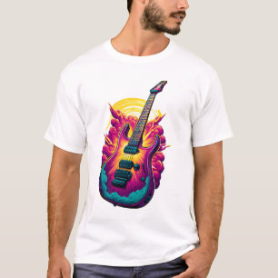 T-shirt Guitare électrique Neon Burst œuvre d'art
