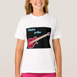 T-shirt Guitare électrique néon musique rock rétro 80
