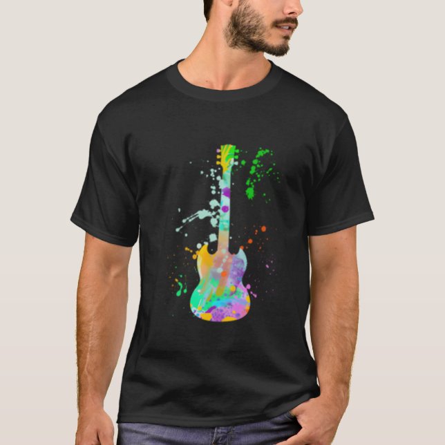 T-shirt Guitare électrique Peinture musicienne Guitariste (Devant)
