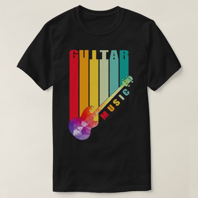 T-shirt Guitare électrique polygonale colorée (Design devant)
