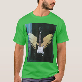 T-shirt Guitare électrique rétro ailes amoureux de musique