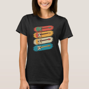 T-shirt Guitare électrique rétro colorée guitare vintage v