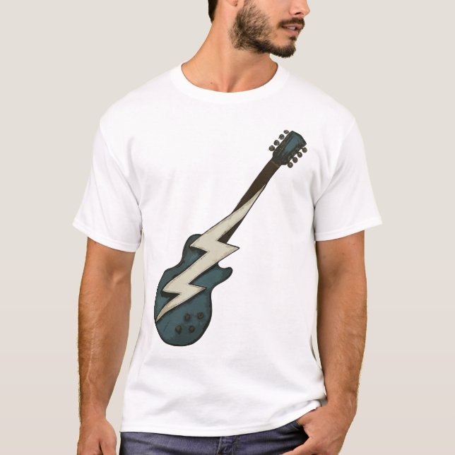 T-shirt Guitare électrique rétro éclair par un éclair Rock (Devant)