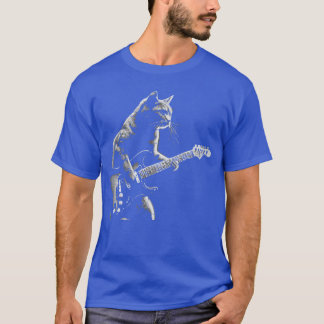 T-shirt Guitare électrique Rocker Cat Musique Rock Hommes