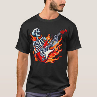 T-shirt Guitare électrique squelette type groupe de rock r
