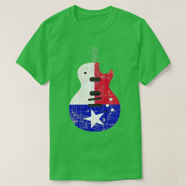 T-shirt Guitare électrique Texas Drapeau Distressed Guitar (Design devant)