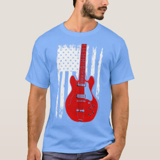 T-shirt Guitare électrique US Drapeau musicien guitariste